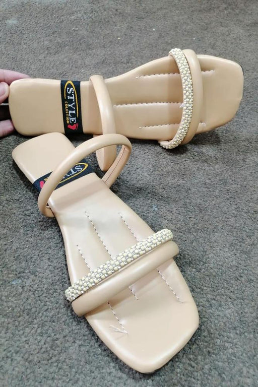 Chic Cream PVC Flats for Women