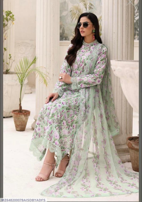 Light Green Printed Linen 2-Piece Suit – Stylish & Comfortable