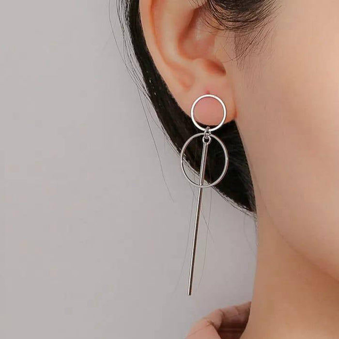 Elegant Silver-Plated Drop Earrings – Western & Korean Style