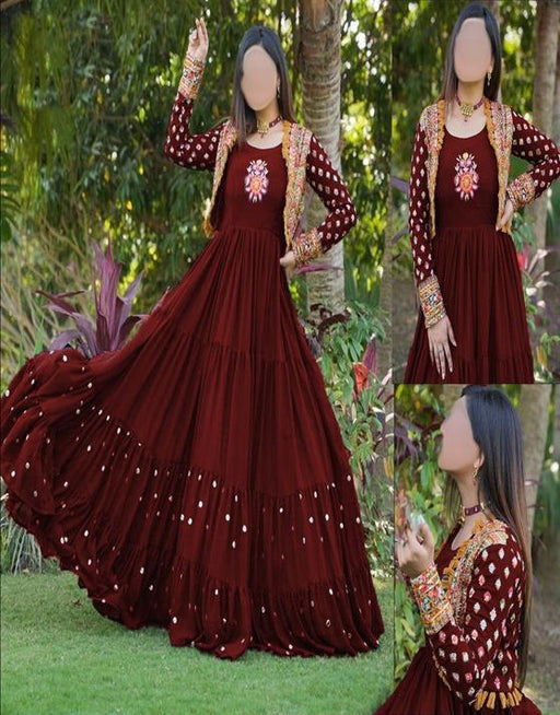 Elegant 2-Piece Shamoz Silk Embroidered Maxi & Koti Set – Timeless & Graceful Attire