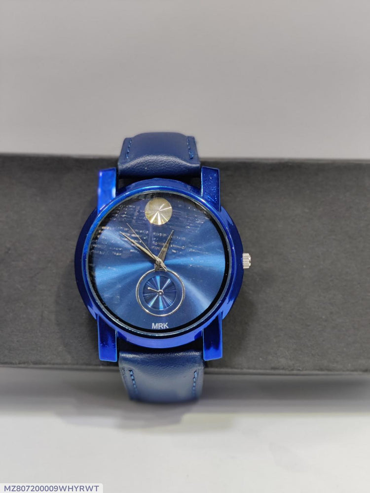 Men's Luxury Stainless Steel Analogue Watch – Blue & Gold