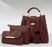 Elegant 3-Piece Brown PU Leather Handbag Set for Women | Stylish & Durable