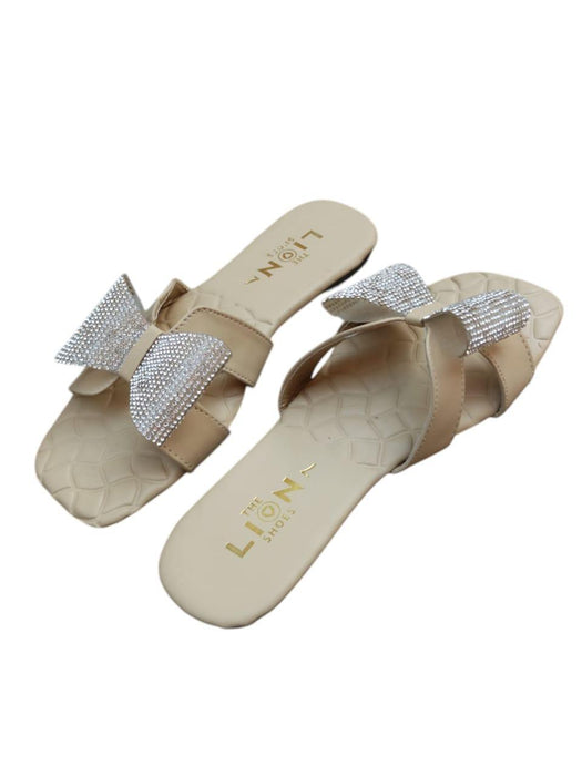 Fancy Ivory Embellished PVC Women's Flats – Elegant & Stylish