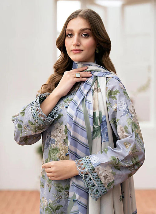 Elegant Grey Digital Printed Linen 3-Piece Suit