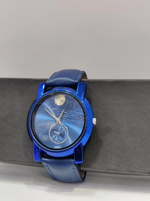 Men's Luxury Stainless Steel Analogue Watch – Blue & Gold