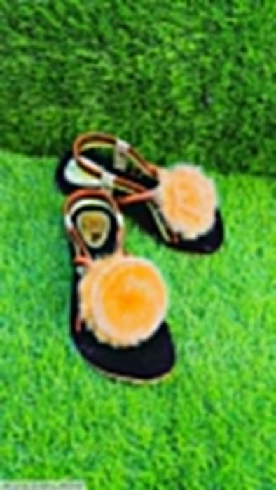 Girls' Plain Orange and black Sandals – Comfortable & Trendy Footwear