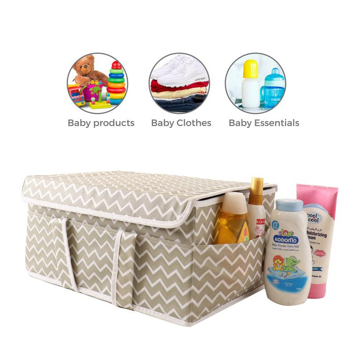 Portable Non-Woven Fabric Diaper Caddy with Lid – Spacious & Travel-Friendly Organizer