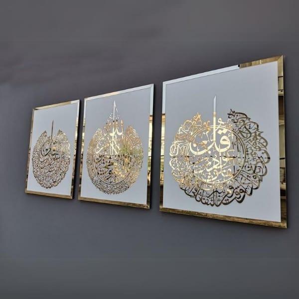 Elegant White MDF Wood Wall Hangings – Set of 3 Decorative Pieces