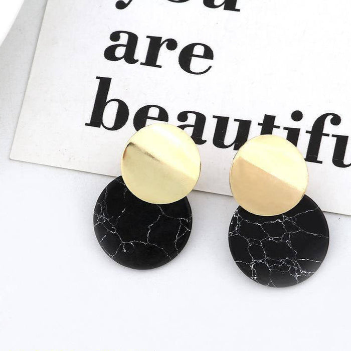 Black Plated Acrylic Stud Earrings – Trendy Western & Korean Style Jewelry  Description: