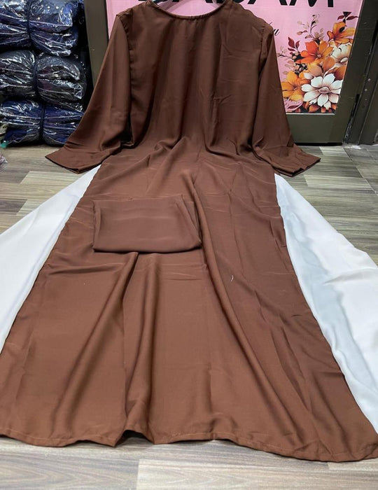 Elegant Brown Georgette Abaya with Matching Stoller