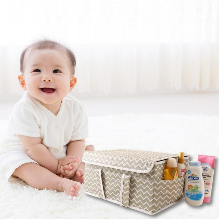 Portable Non-Woven Fabric Diaper Caddy with Lid – Spacious & Travel-Friendly Organizer