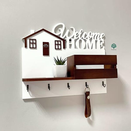 White MDF Wood Mobile & Key Holder – Stylish & Practical Organizer