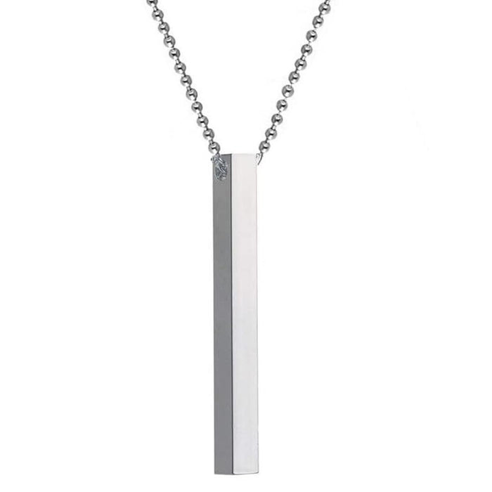 Minimalist Silver Stainless Steel Vertical Bar Necklace – Unisex