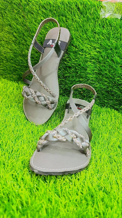 Girls' Embellished Grey Sandals – Stylish & Comfortable Footwear