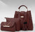 Elegant 3-Piece Brown PU Leather Handbag Set for Women | Stylish & Durable