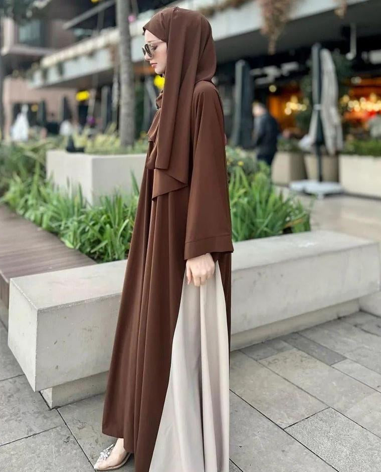 Elegant Brown Georgette Abaya with Matching Stoller