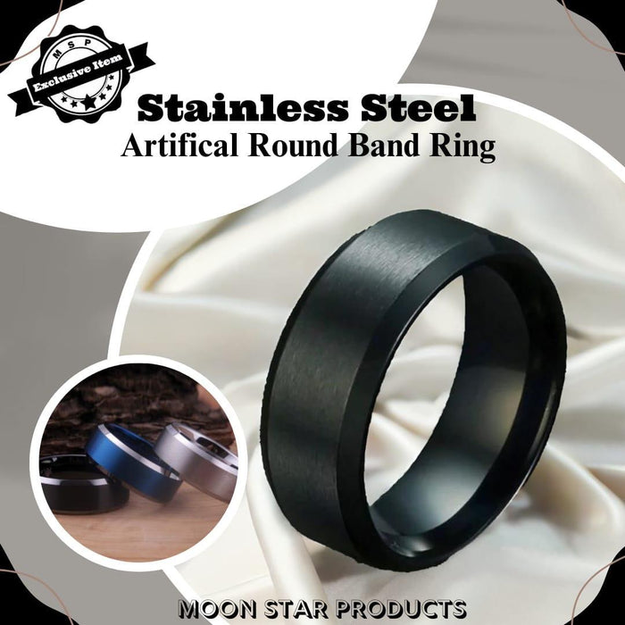 Unisex Black Stainless Steel Band Ring – Sleek & Stylish