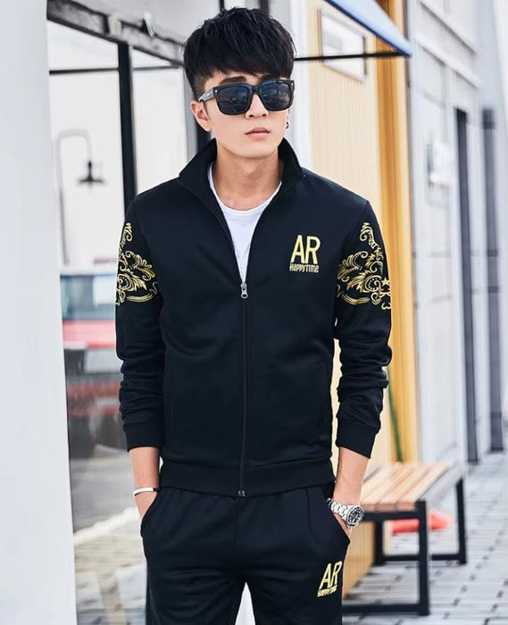 Men's Fleece Tracksuit – Black (2-Piece Set)