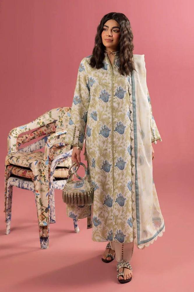 3-Piece Printed Lawn Suit – Shirt, Trouser & Dupatta