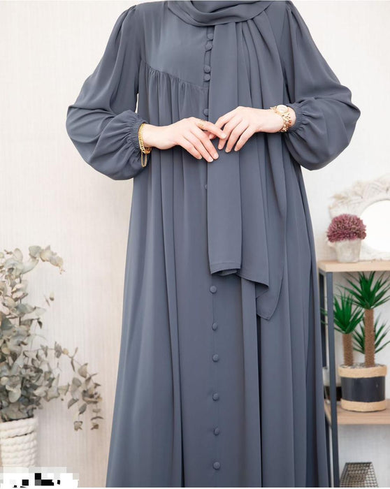 Classic Georgette Abaya with Stole – Elegant & Modest Wear