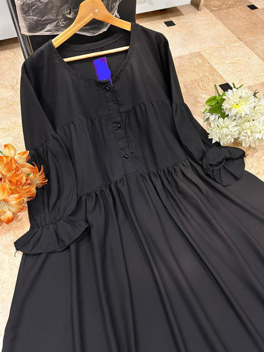 Classic Black Georgette Abaya – Modest & Graceful